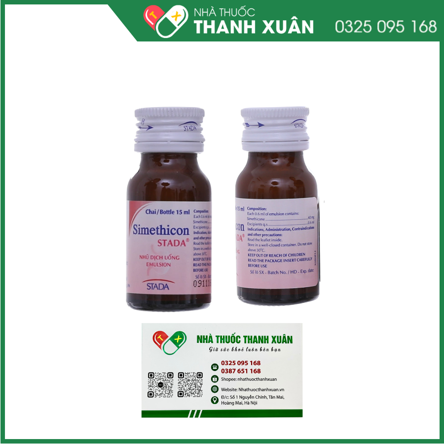 Hỗn dịch Simethicon STADA giảm đầy hơi khó chịu ở bụng